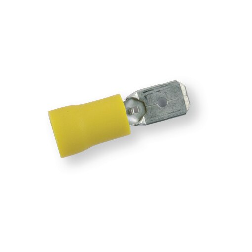 Terminal plano macho aislado amarillo, pala 6,3 x 0,8 mm